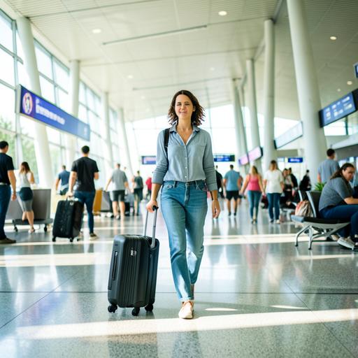 Airport travel scene generated from the same source photo